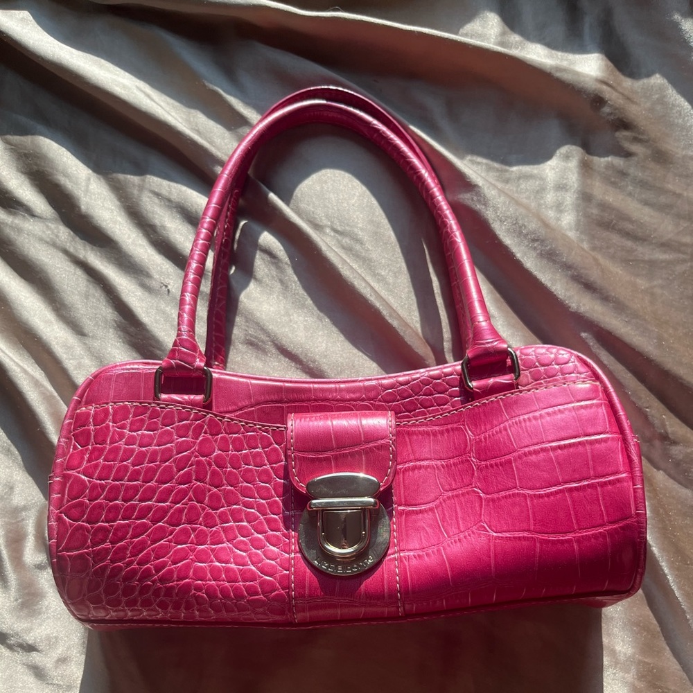 Liz Claiborne Hot Pink Faux Leather Mini Shoulder Purse